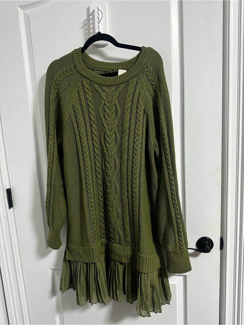 Anthropologie Olive Green Cable Knit Sweater Dress - Picture 1 of 2